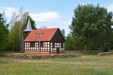 Old church in The Folk Culture Museum in Osiek by the river Notec. Poland, Europe