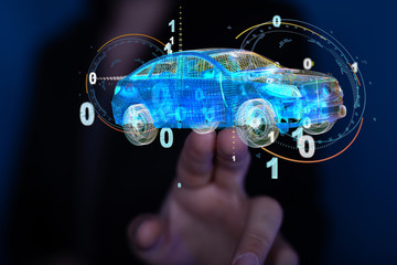 digital car technology smart in virtuel room