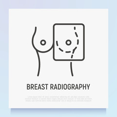 Breast radiography thin line icon. Mammography. Medical research. Modern vector illustration.