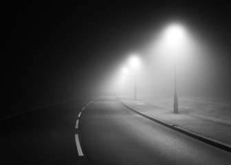 road in fog