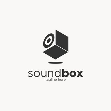 sound box logo design unique negative space