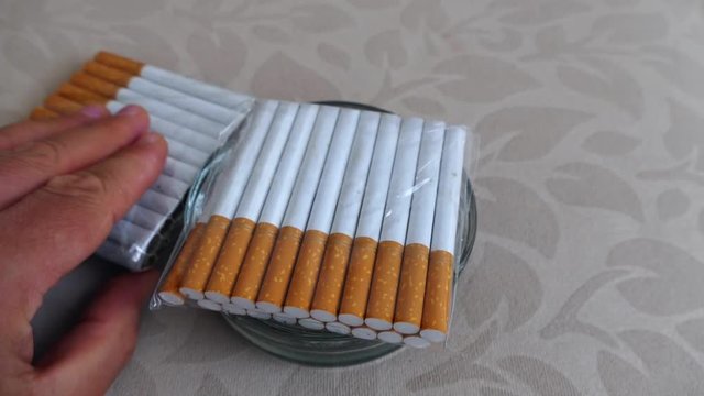 unbranded cigarette pack package, open tobacco cigarettes,