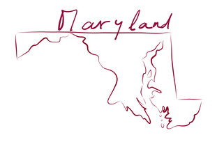 Maryland map colored flag vector illustration of the country and its islands An illustrated map silhouette