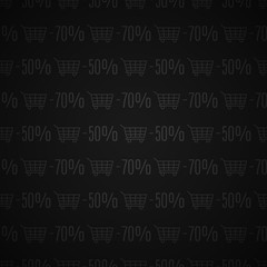 Fototapeta premium Seamless pattern for sale on a dark background. Background for your business project. Big discounts. Minimalism Icons. Vector illustration