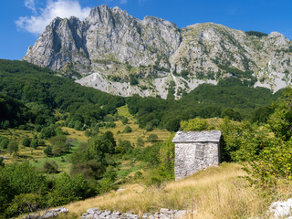 View of Campocatino in the Apuan Alps, aka Vagli Sotto. Beautiful forgotten gem in Garfagnana,...