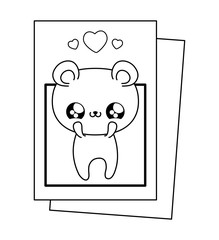 cute bear baby in card kawaii style