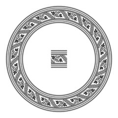 Vector illustration. round ornament of embroidered good like handmade cross-stitch ethnic Ukraine pattern.