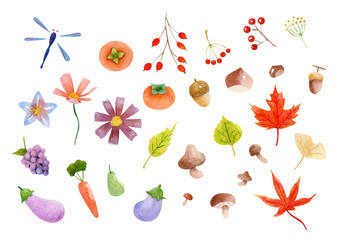 watercolor autumn set using watercolor pencils