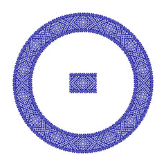 Vector illustration. round ornament of embroidered good like handmade cross-stitch ethnic Ukraine pattern.