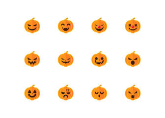 Set of colorline halloween pumpkin icon. Editable stroke. Colorline icons suitable for web, infographics, interface and apps.