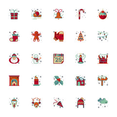 Set of colorline icon related with christmas . Editable stroke. colorline icons suitable for web, infographics, interface and apps.