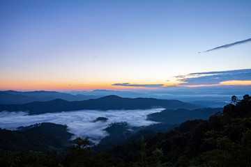 Mountain scenery during the sunset