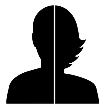 mwtg3 ManWomanThirdGender mwtg - gz421 GrafikZeichnung - english icon - avatar third gender silhouette: simple template isolated on white background. square poster xxl g8462