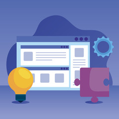 bulb idea with website and puzzle wth gear