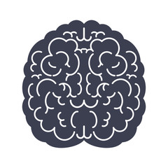 Brain black icon, top view. Mind, creativity and knowledge.