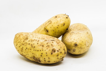 potatoes isolated on white background