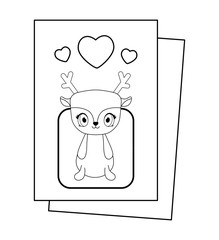 cute reindeer baby in card kawaii style
