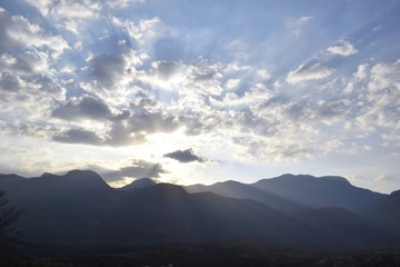 Marayoor, Kerala, India - April 13, 2019: Sunset In Mountains.