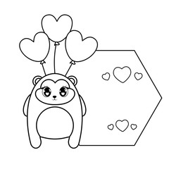 cute bear baby in card kawaii style