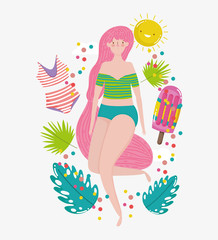 Obraz na płótnie Canvas woman hello summer holiday design