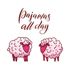 Vector illustration Lambs. Insomnia design concept.