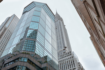 Fototapeta na wymiar Bottom view buildings. NYC, USA.