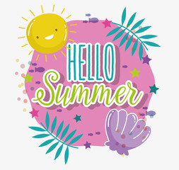 hello summer season tropical design