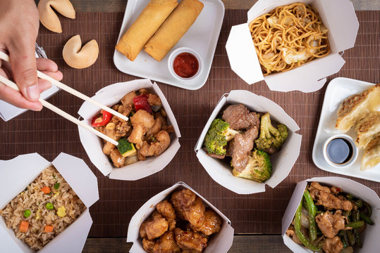 delivery image, american chinese food in boxes