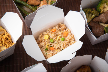american chinese fried rice in container