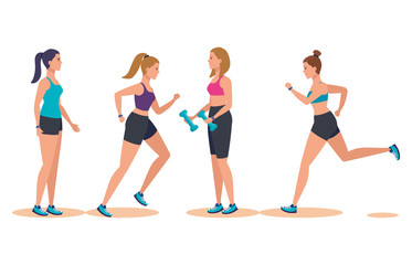 Fototapeta premium set of women practice sport activity