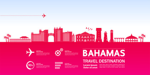 Bahamas travel destination grand vector illustration.