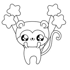 cute bear baby with balloons helium kawaii style
