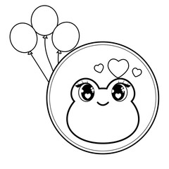 Obraz premium head of cute frog kawaii style