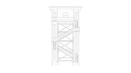 3d rendering of a watch tower isolated in white background