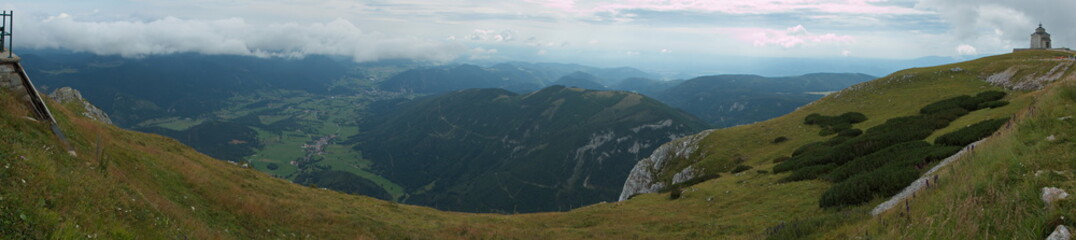 Naklejka premium View from the Berghaus Hochschneeberg on Schneeberg in Lower Austria, Europe