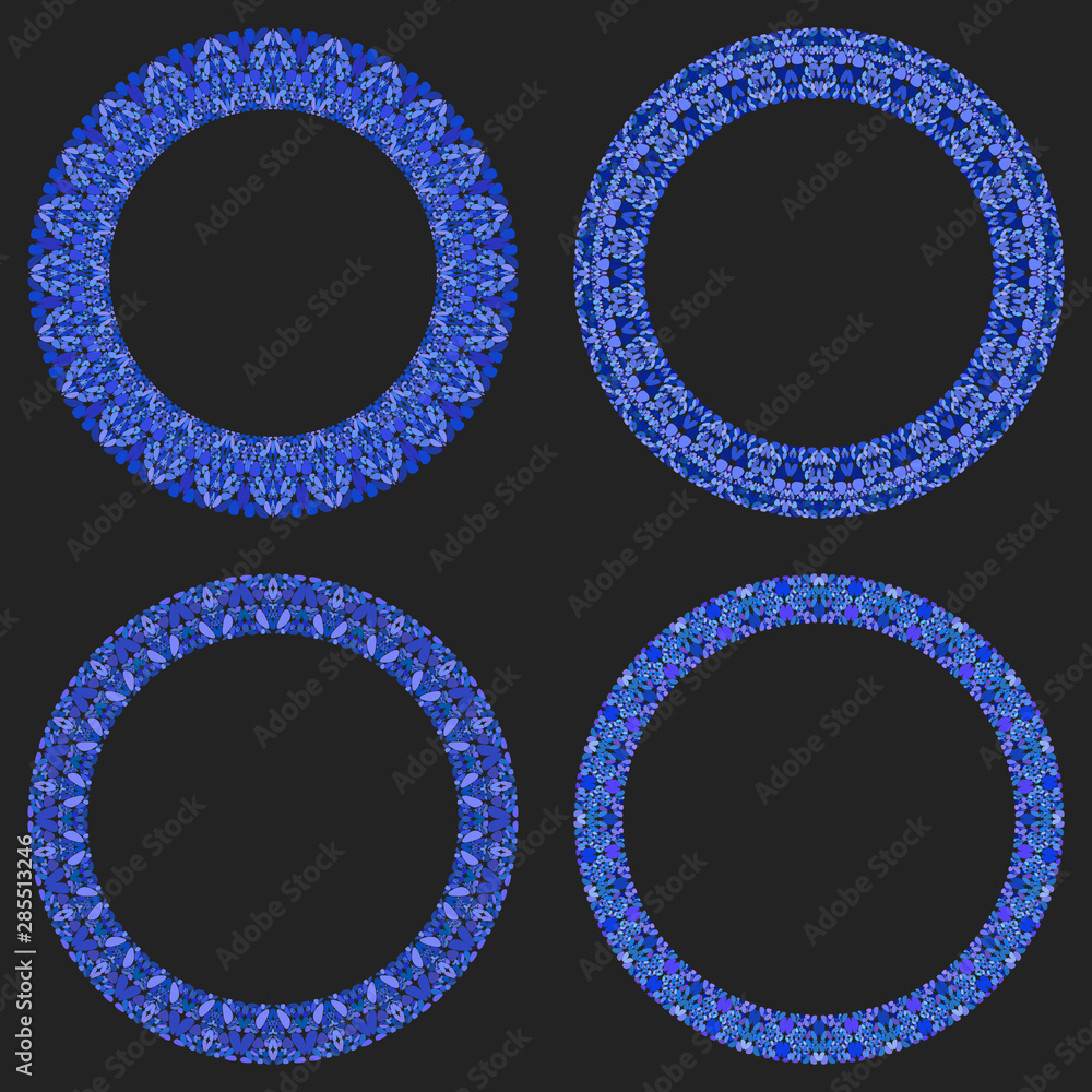 Poster set of 4 gravel mosaic round borders - vector design elements