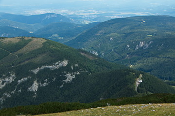 Obraz premium Mountain panorama from the Elisabeth chapel on the Schneeberg in Lower Austria, Europe