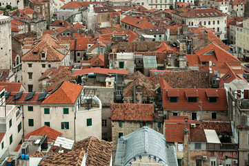Fototapeta na wymiar View of traditional croatian architecture with red roofs in the town of Split, Croatia