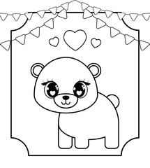 cute bear baby in card kawaii style