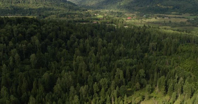 aerial shoot of the Bieszczady mountains in Poland