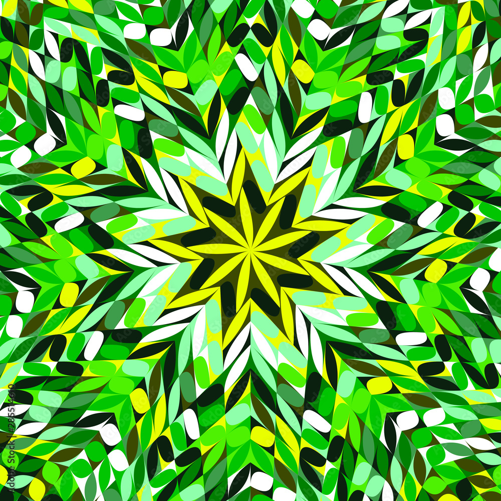 Poster dynamic colorful circular tiled mosaic pattern background - psychedelic hypnotic abstract floral vec