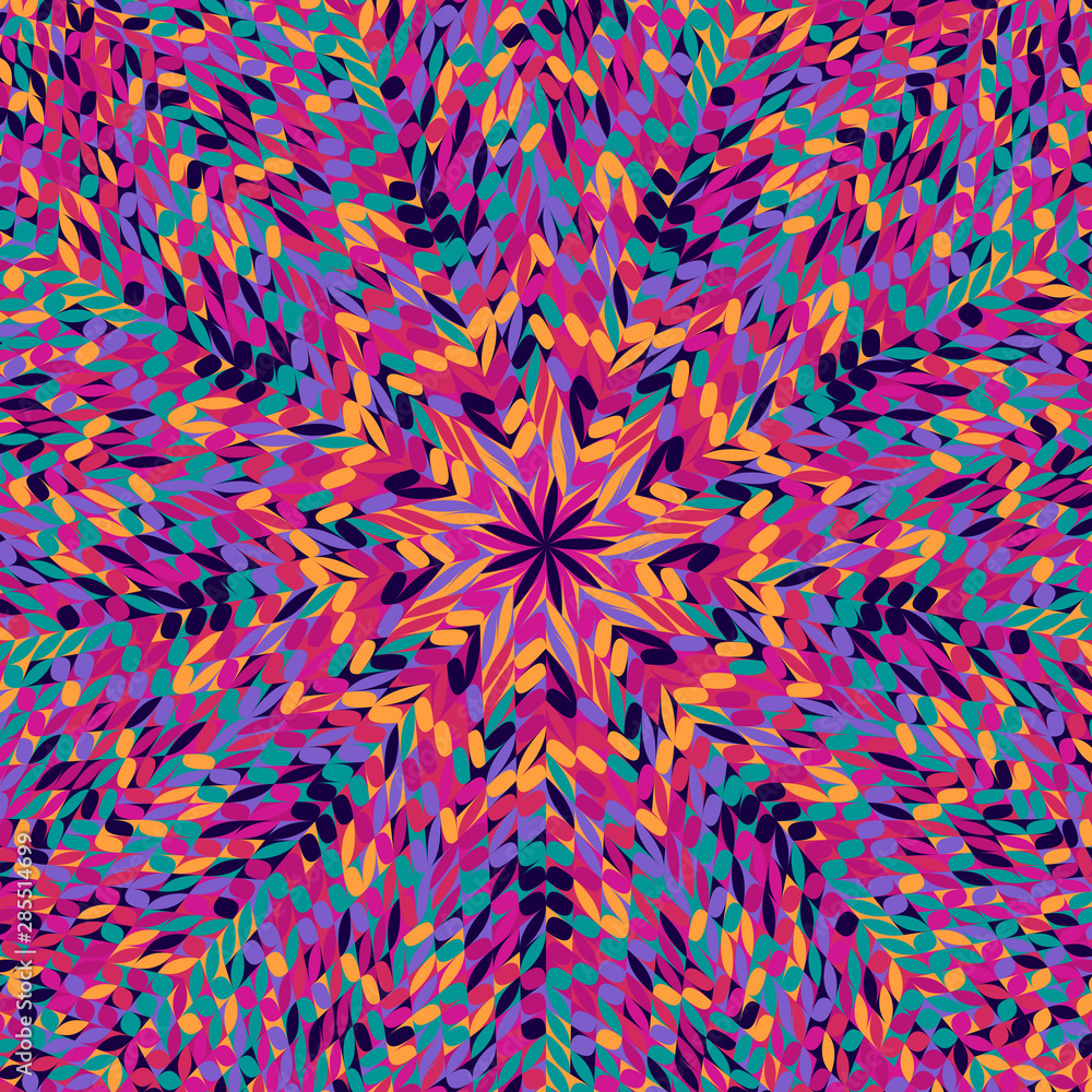 Aufkleber dynamic round mosaic background - abstract circular colorful psychedelic vector graphic with geometr