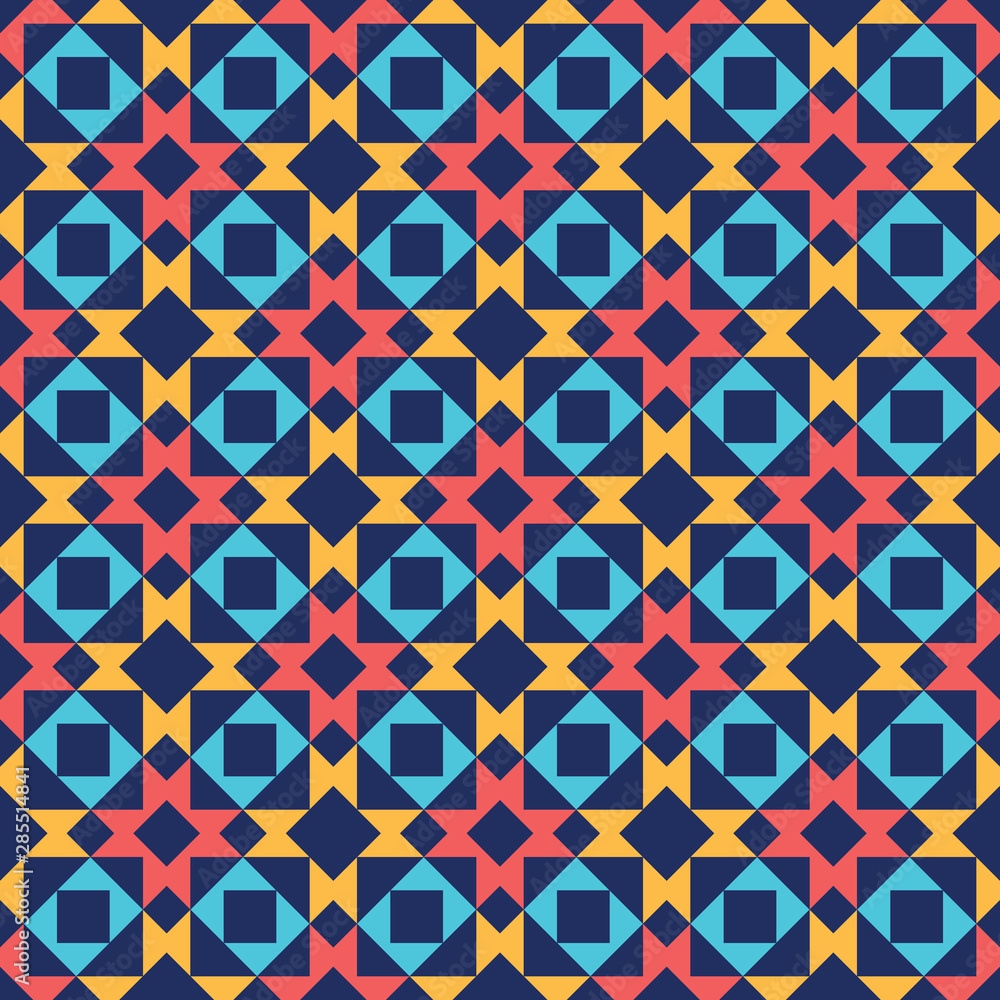 Poster abstract triangles seamless pattern. simple geometric shapes in ethnic style.