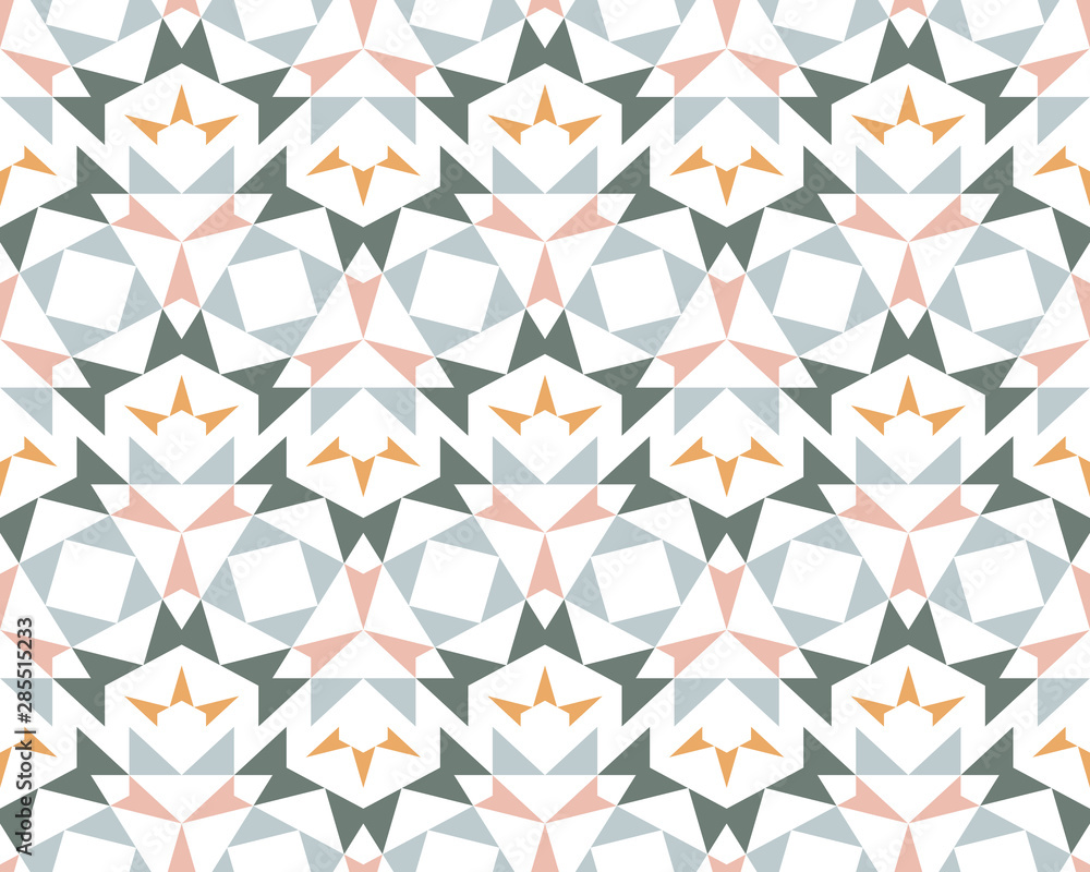 Poster abstract triangles seamless pattern. simple geometric shapes in ethnic style.