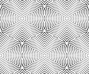 Abstract wavy lines seamless pattern. Periodic oscillation of geometric shapes.