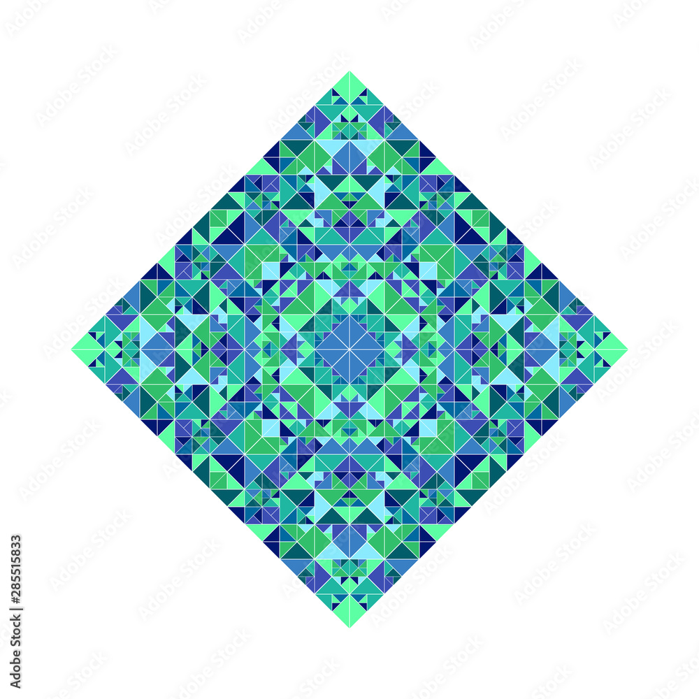Poster isolated ornate polygonal triangular mosaic diagonal square symbol template - colorful geometric geo