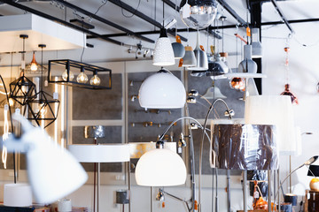 Picture of  lamp with lights in the  designer furniture store