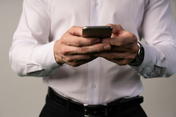 Man using smart phone. Online shopping. Concept - buying online.