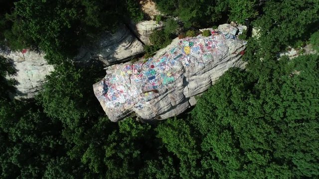 Overhead aerial, Graffiti Rock in Kentucky