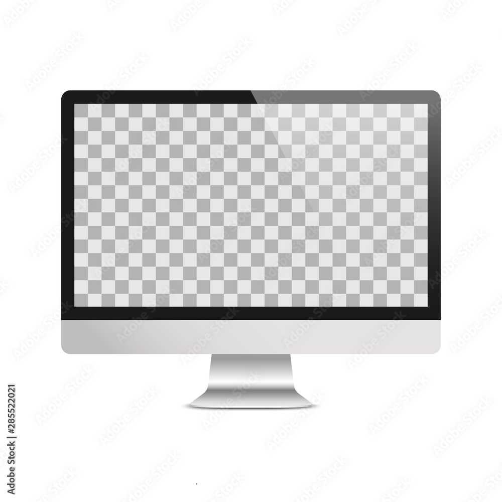 Poster realistic computer monitor. blank wallpaper screen isolated on transparent background. mock up templ